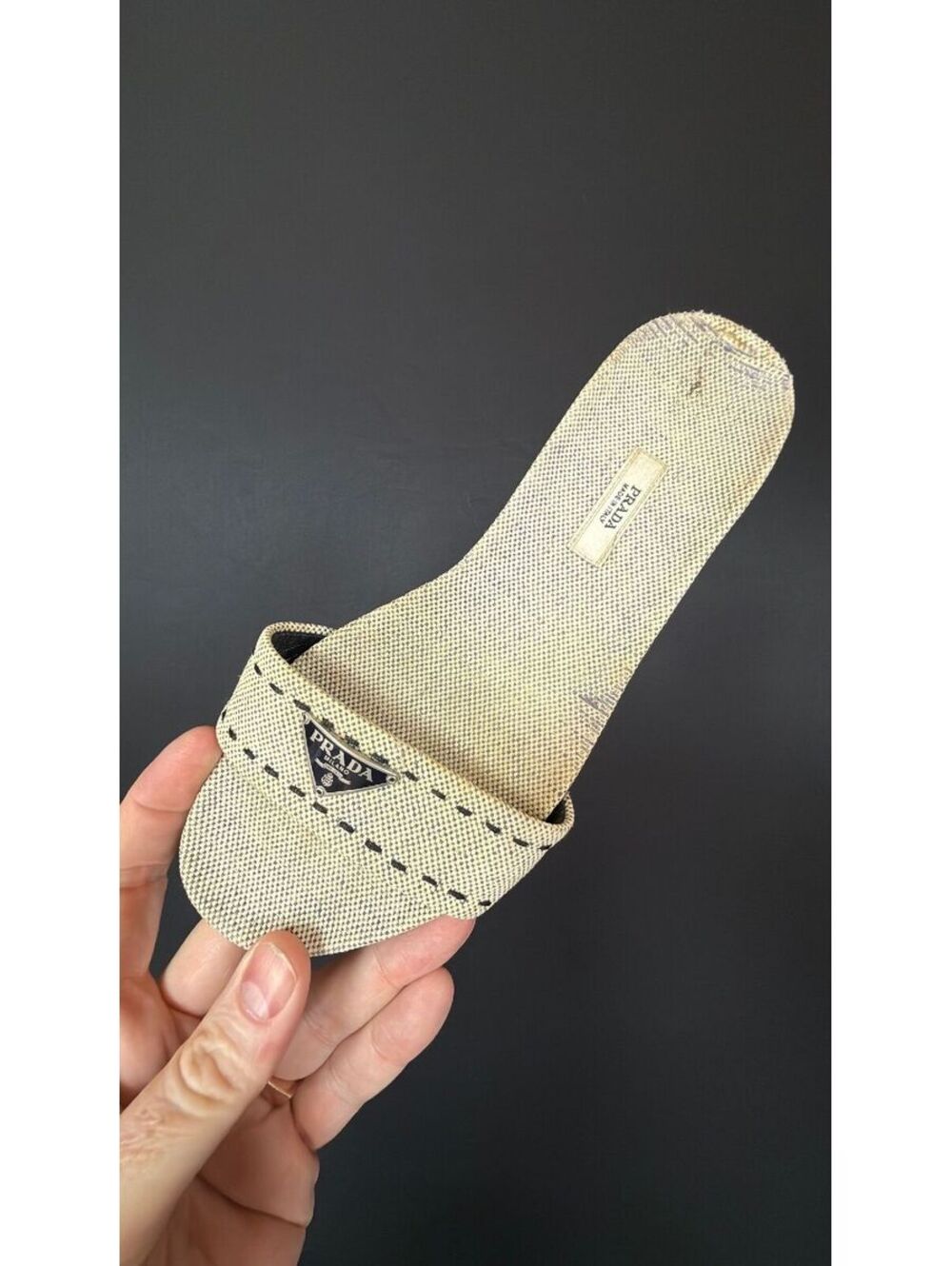 Prada Grey Beige Cloth Flats Size 35